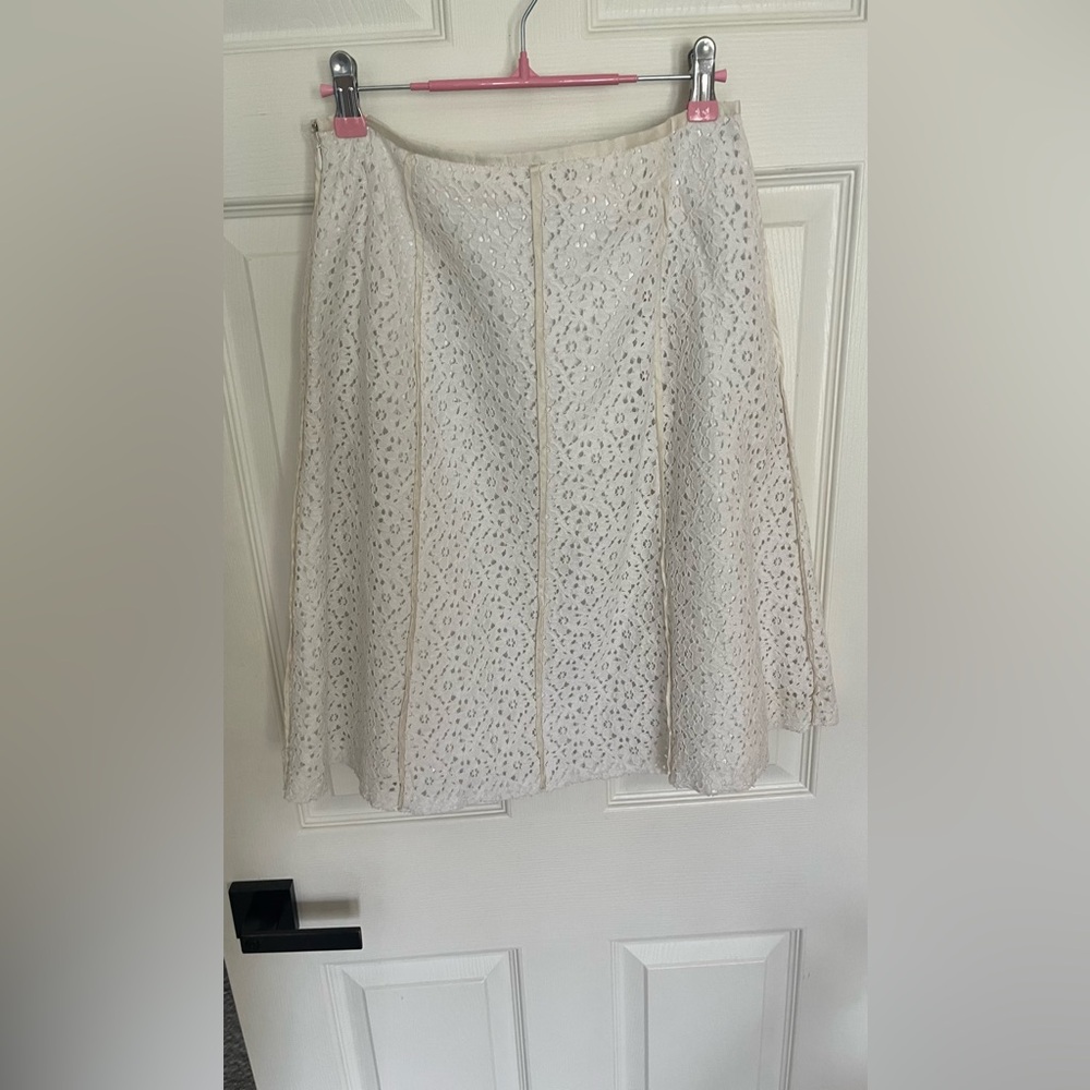 Women's Cream Eyelet A-Line Skirt